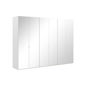 Goossens Kledingkast Easy Storage Ddk, Kledingkast 304 cm breed, 220 cm hoog, 6x spiegel draaideur