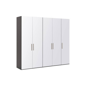 Goossens Kledingkast Easy Storage Ddk, Kledingkast 253 cm breed, 220 cm hoog, 5x glas draaideur