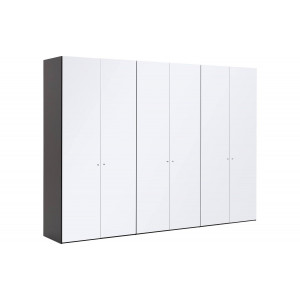 Goossens Kledingkast Easy Storage Ddk, Kledingkast 304 cm breed, 220 cm hoog, 6x glas draaideur