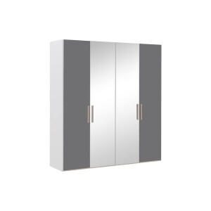 Goossens Kledingkast Easy Storage Ddk, Kledingkast 203 cm breed, 220 cm hoog, 2x glas draaideur en 2x spiegel draaideur midden