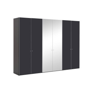 Goossens Kledingkast Easy Storage Ddk, Kledingkast 304 cm breed, 220 cm hoog, 4x draaideur en 2x spiegel draaideur midden