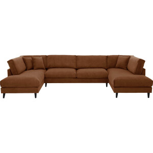 Goossens Bank Jonas cognac, stof, urban industrieel met ligelement links met ligelement rechts