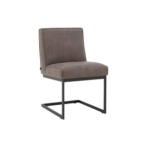 Goossens Excellent Eetkamerstoel Tom grijs leer leuning, urban industrieel