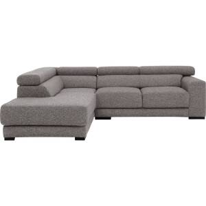 Goossens Bank Nora grijs, stof, 2-zits, stijlvol landelijk met ligelement links