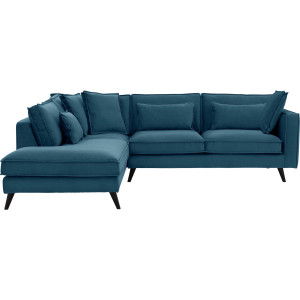 Goossens Bank Suite blauw, stof, 3-zits, elegant chic met ligelement links