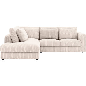 Goossens Bank Ravenia beige, stof, 2-zits, stijlvol landelijk met ligelement links