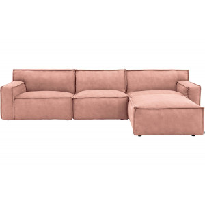 Goossens Bank Jim Incl. Hocker roze, microvezel, 1,5-zits, urban industrieel