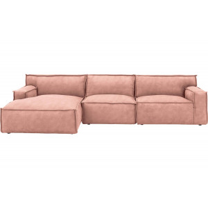 Goossens Hoekbank Jim Met Chaise Longue roze, microvezel, 1,5-zits, urban industrieel