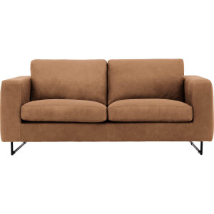 Goossens Excellent Bank Jovani bruin, leer, 2,5-zits, urban industrieel