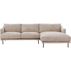 Goossens Bank Luxor Stof bruin, stof, 2,5-zits, modern design met chaise longue rechts