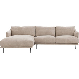 Goossens Bank Luxor Stof beige, stof, 2,5-zits, modern design met chaise longue links