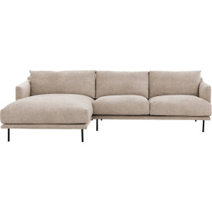 Goossens Bank Luxor Stof bruin, stof, 2,5-zits, modern design met chaise longue links