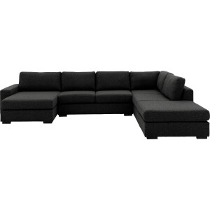 Goossens Bank Lucca antraciet, stof, 2,5-zits, stijlvol landelijk met ligelement rechts