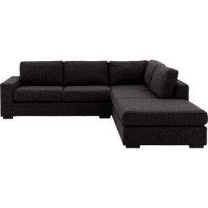 Goossens Hoekbank Lucca Met Ligelement grijs, stof, 2,5-zits, stijlvol landelijk met ligelement rechts