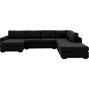 Goossens Bank Lucca grijs, stof, 2,5-zits, stijlvol landelijk met ligelement rechts