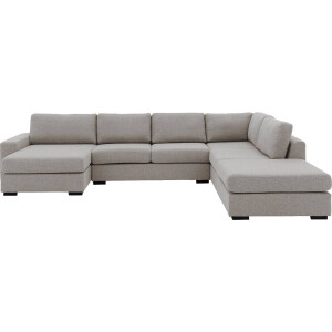 Goossens Bank Lucca grijs, stof, 2,5-zits, stijlvol landelijk met ligelement rechts