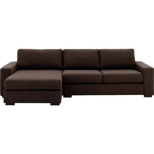 Goossens Hoekbank Lucca Met Chaise Longue bruin, stof, 2,5-zits, stijlvol landelijk met chaise longue links