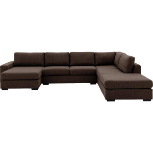 Goossens Bank Lucca bruin, stof, 2,5-zits, stijlvol landelijk met ligelement rechts