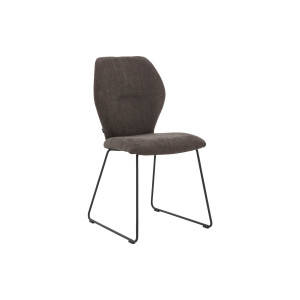 Goossens Eetkamerstoel Hera bruin stof leuning, modern design