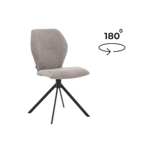 Goossens Eetkamerstoel Hera lichtgrijs stof met draaifunctie leuning, modern design