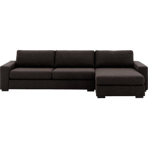 Goossens Hoekbank Lucca Met Chaise Longue donkerbruin, stof, 3-zits, stijlvol landelijk