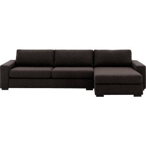 Goossens Hoekbank Lucca Met Chaise Longue donkerbruin, stof, 3-zits, stijlvol landelijk