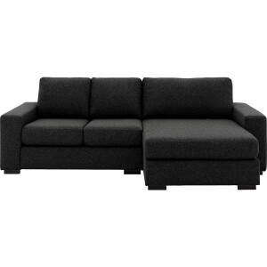 Goossens Bank Lucca antraciet, stof, 2-zits, stijlvol landelijk met chaise longue rechts