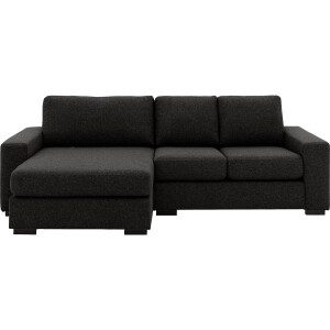 Goossens Bank Lucca grijs, stof, 2-zits, stijlvol landelijk met chaise longue links