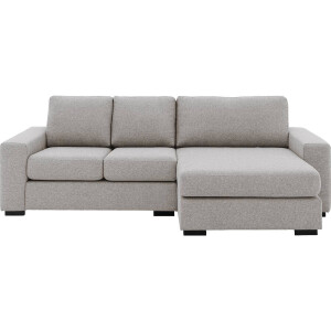 Goossens Bank Lucca grijs, stof, 2-zits, stijlvol landelijk met chaise longue rechts