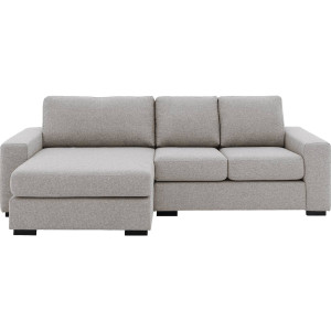 Goossens grijs, stof, 2-zits, stijlvol landelijk met chaise longue links