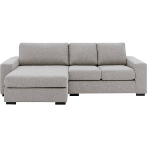 Goossens Bank Lucca grijs, stof, 2-zits, stijlvol landelijk met chaise longue links