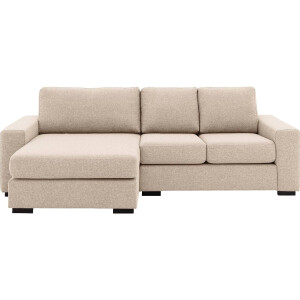 Goossens Bank Lucca wit, stof, 2-zits, stijlvol landelijk met chaise longue links