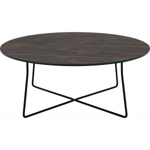 Goossens Excellent Salontafel Eman rond, keramiek zwart, modern design, 90 x 35 x 90 cm