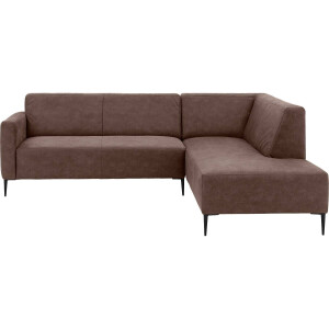 Goossens Bank Key West bruin, micro leer, 2,5-zits, modern design met ligelement rechts