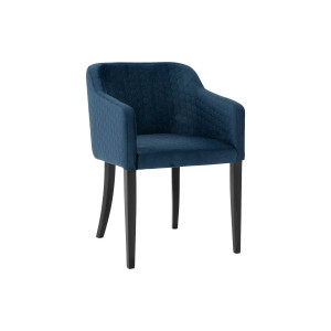 Goossens Eetkamerstoel Peda blauw stof met armleuning, elegant chic