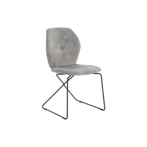 Goossens Excellent Eetkamerstoel Manzini grijs velvet stof leuning, modern design