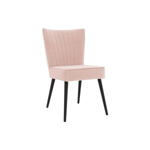 Goossens Eetkamerstoel Rob roze velvet stof leuning, urban industrieel