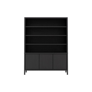 Goossens Excellent Buffetkast Sira Line, 3 dichte deuren 4 open vakken, grijs eiken, 160 x 210 x 45 cm, stijlvol landelijk