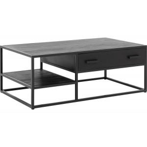 Goossens Salontafel Axilon rechthoekig, hout mango zwart, urban industrieel, 120 x 40 x 70 cm