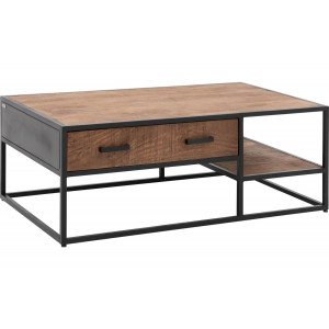 Goossens Salontafel Zida rechthoekig, hout mango bruin, urban industrieel, 120 x 40 x 70 cm