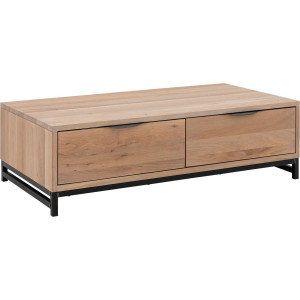 Goossens Salontafel Max rechthoekig, hout eiken grijs, urban industrieel, 125 x 37 x 65 cm