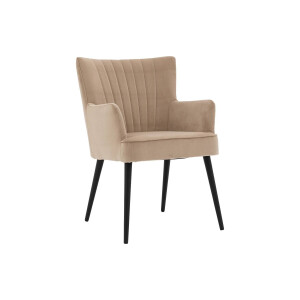 Goossens Eetkamerstoel Rob bruin velvet stof met armleuning, urban industrieel