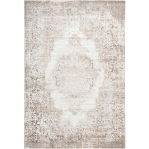 Flycarpets Paris Vintage Vloerkleed Taupe - Medaillon Motief - Laagpolig Tapijt - 120x170 cm