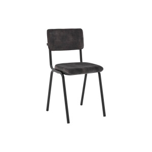 Goossens Eetkamerstoel Chaplin grijs velvet stof leuning, urban industrieel