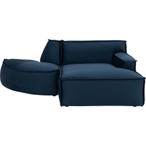 Goossens Bank Jim blauw, stof, urban industrieel met chaise longue rechts