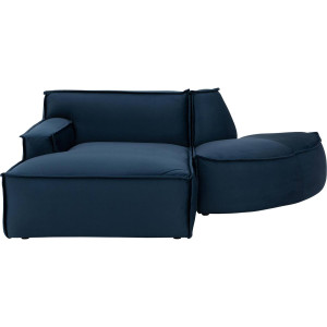 Goossens Bank Jim blauw, stof, urban industrieel met chaise longue links