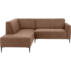 Goossens Bank Key West bruin, micro leer, 2-zits, modern design met ligelement links