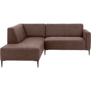 Goossens Bank Key West bruin, micro leer, 2-zits, modern design met ligelement links