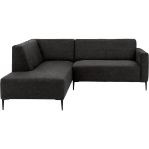 Goossens Bank Key West antraciet, micro leer, 2-zits, modern design met ligelement links