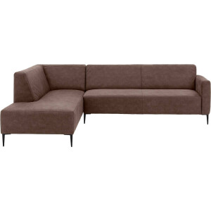 Goossens Bank Key West bruin, micro leer, 3-zits, modern design met ligelement links